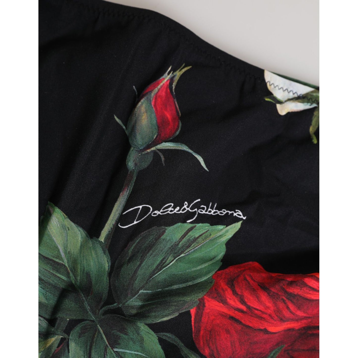Dolce & Gabbana Black Side Tie Floral Bikini Bottom Swimwear with floral print and logo