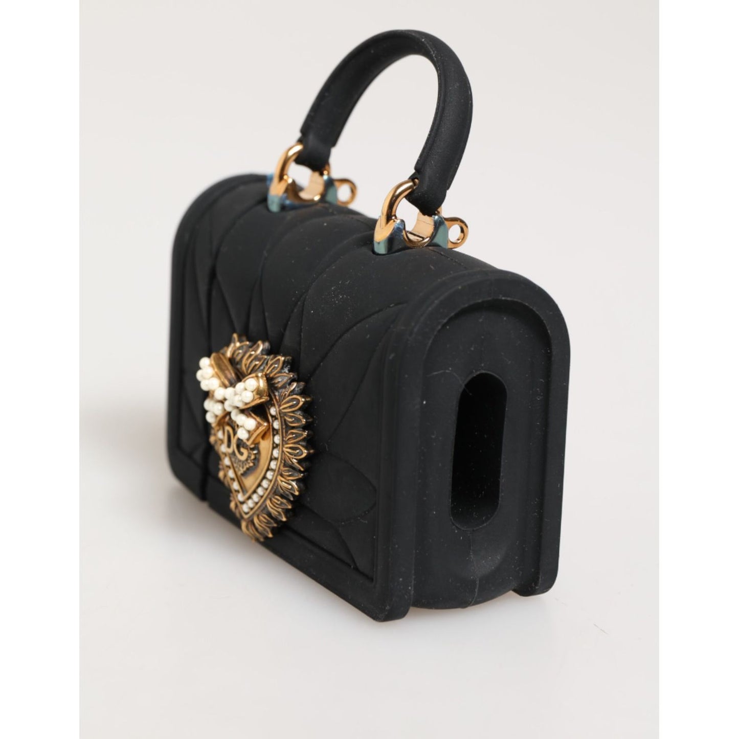 Dolce & Gabbana Black Silicone Devotion Heart Cover Hand Bag Airpod Case