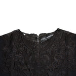 Dolce & Gabbana Black Silk Lace Trim Long Sleeves Blouse Top with intricate lace details and logo tag.