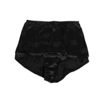 Dolce & Gabbana Black Silk Stretch High Waist Girdle Underwear with logo details, crafted from luxurious stretch silk, made in Italy.