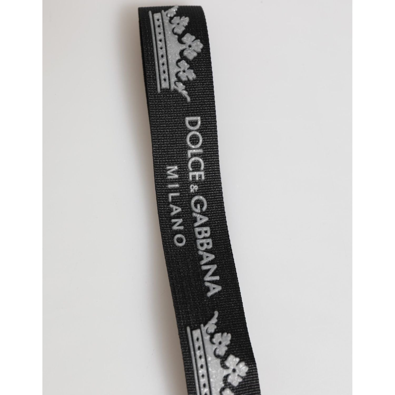 Dolce & Gabbana Black Silver Nylon DG Crown Men's Holder Keychain Keyring