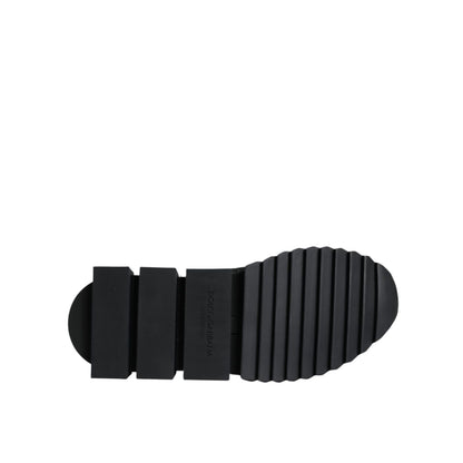 Sole view of Dolce & Gabbana Black Sorrento Socks Logo Sneakers Shoes with ridged rubber detail.