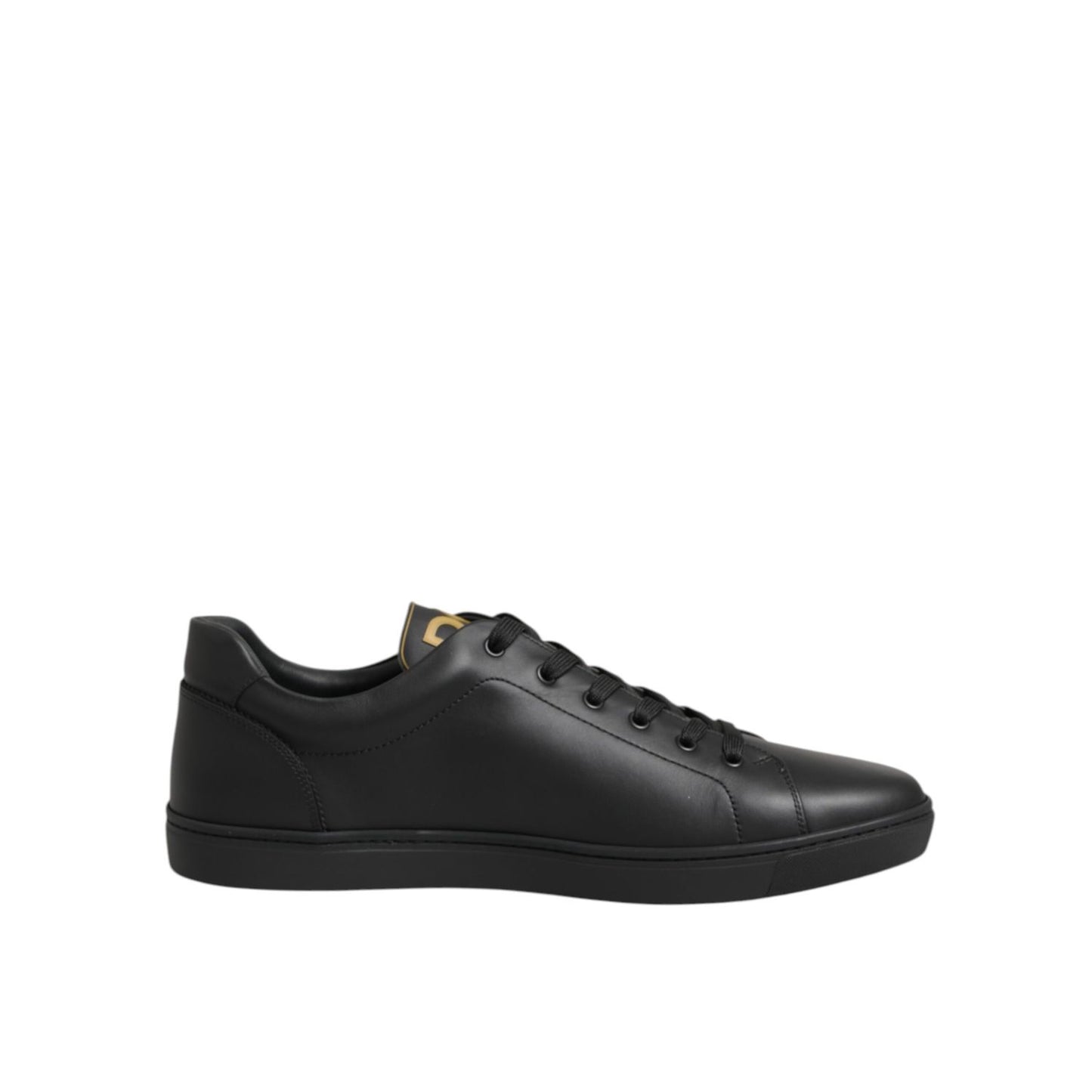 Dolce & Gabbana Black Street Life Low Top Men Sneakers Shoes with lace-up design and cushioned sole, side view.