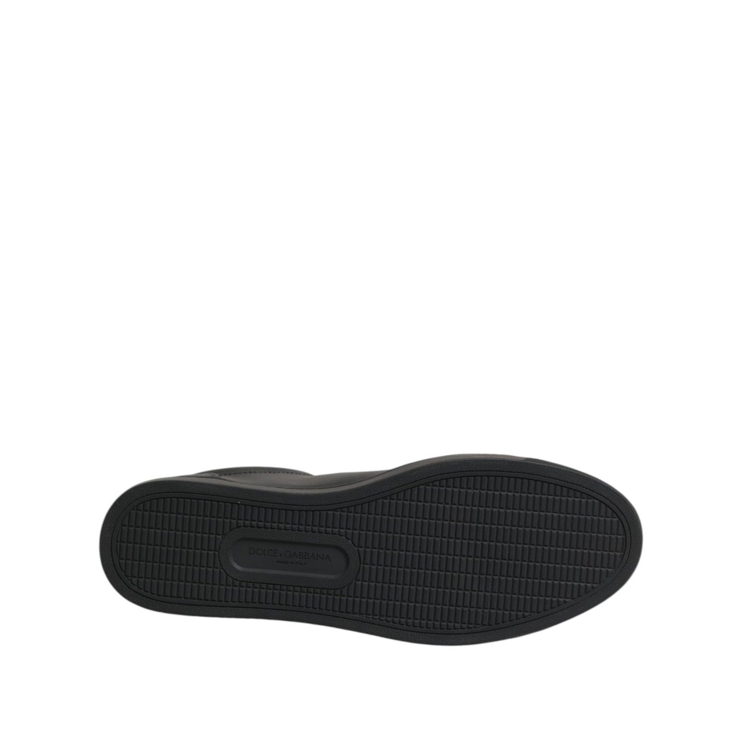 Sole view of Dolce & Gabbana Black Street Life Low Top Men Sneakers Shoes, featuring detailed tread pattern for comfort and style.