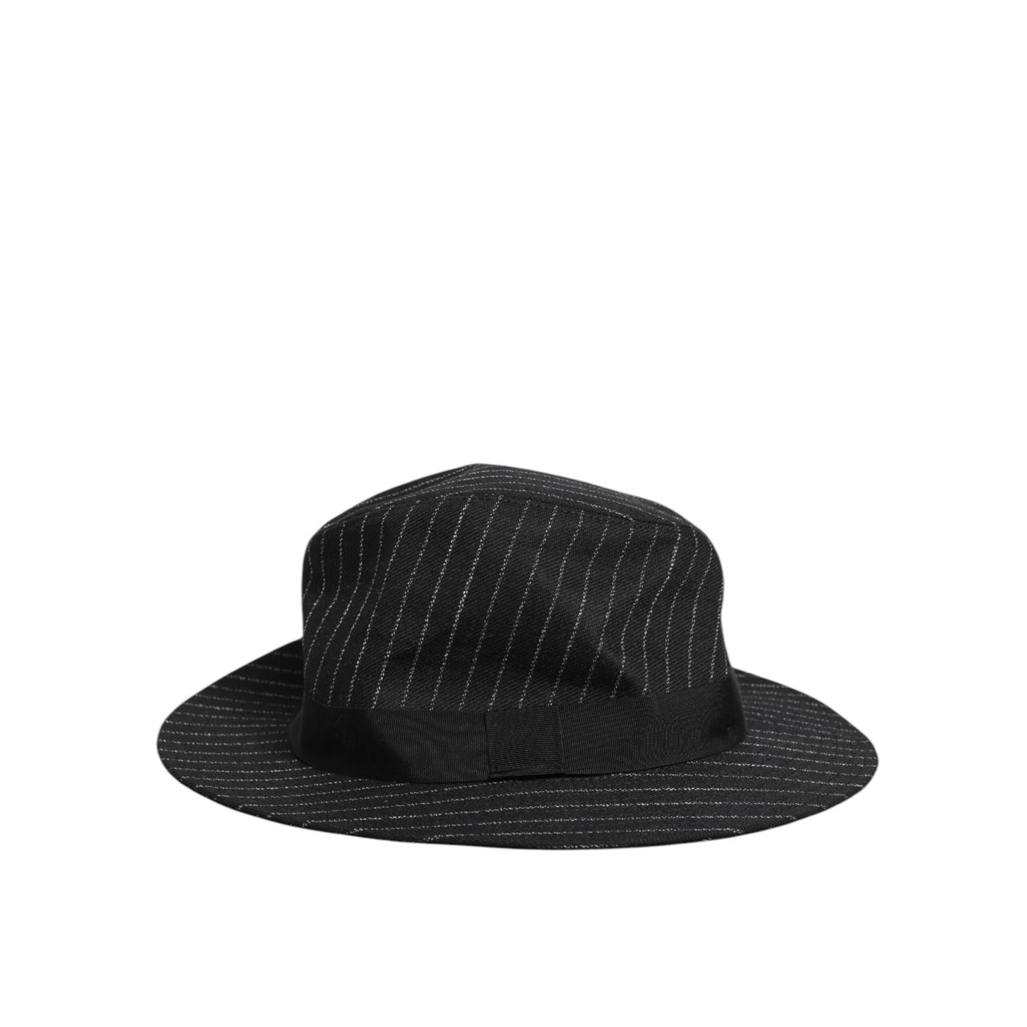 Dolce & Gabbana Black Striped Virgin Wool Men Fedora Capello Hat with classic brim, adding sophistication to formal and casual outfits.