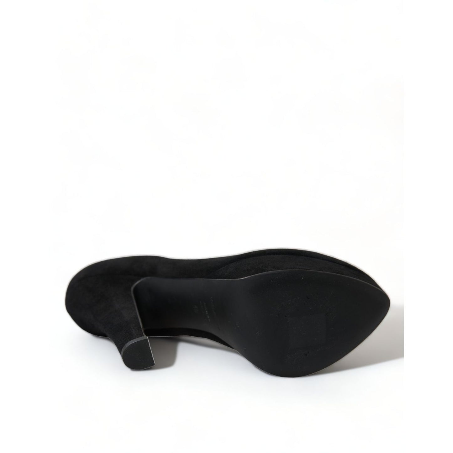 Dolce & Gabbana Black Suede Leather Platform Heel Pumps Shoes