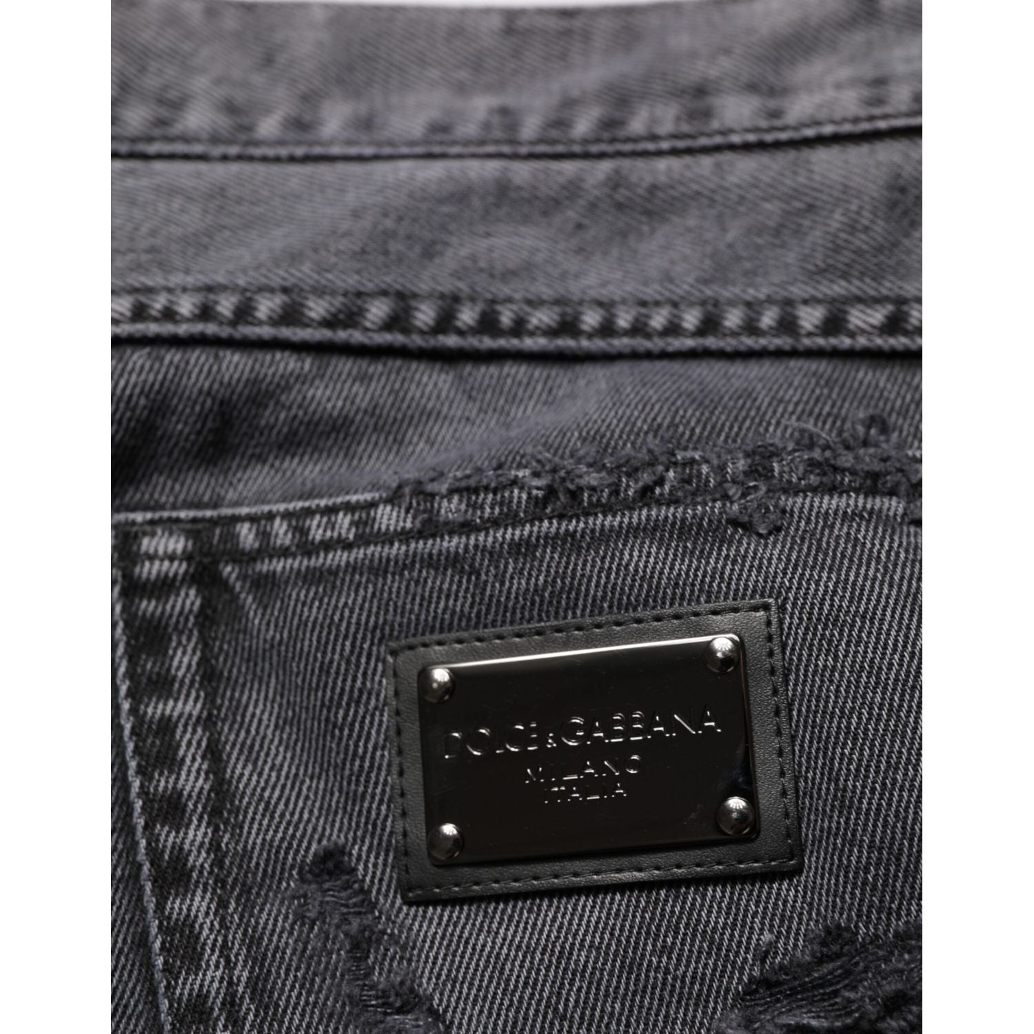 Dolce & Gabbana Black Tattered Skinny Cotton Men Denim Jeans