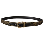 Dolce & Gabbana Black Two-toned Leather Gold Engraved Buckle Belt