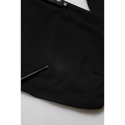 Close-up of Dolce & Gabbana Black Viscose Halter Off Shoulder Cropped Top with tag