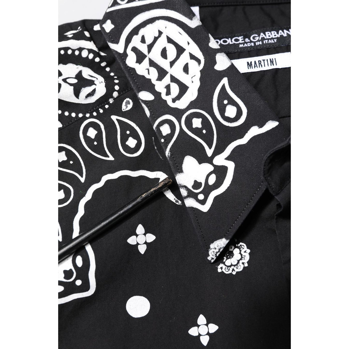 Dolce & Gabbana Black White Bandana MARTINI Casual Shirt