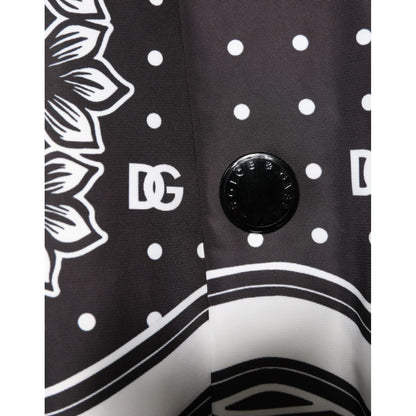 Dolce & Gabbana Black White Bandana Print Bomber Jacket