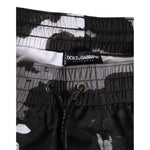 Dolce & Gabbana Black White Camouflage DG Logo Men Swimwear with drawstring waistband