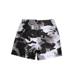 Dolce & Gabbana Black White Camouflage DG Logo Men Swimwear showcasing bold style with adjustable waistband.