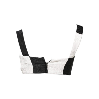 Dolce & Gabbana Black White Cropped Bustier Corset Bra Top