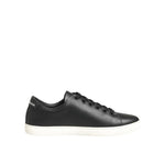 Dolce & Gabbana Black White Leather Crystal Heart Sneakers Shoes, side view on white background