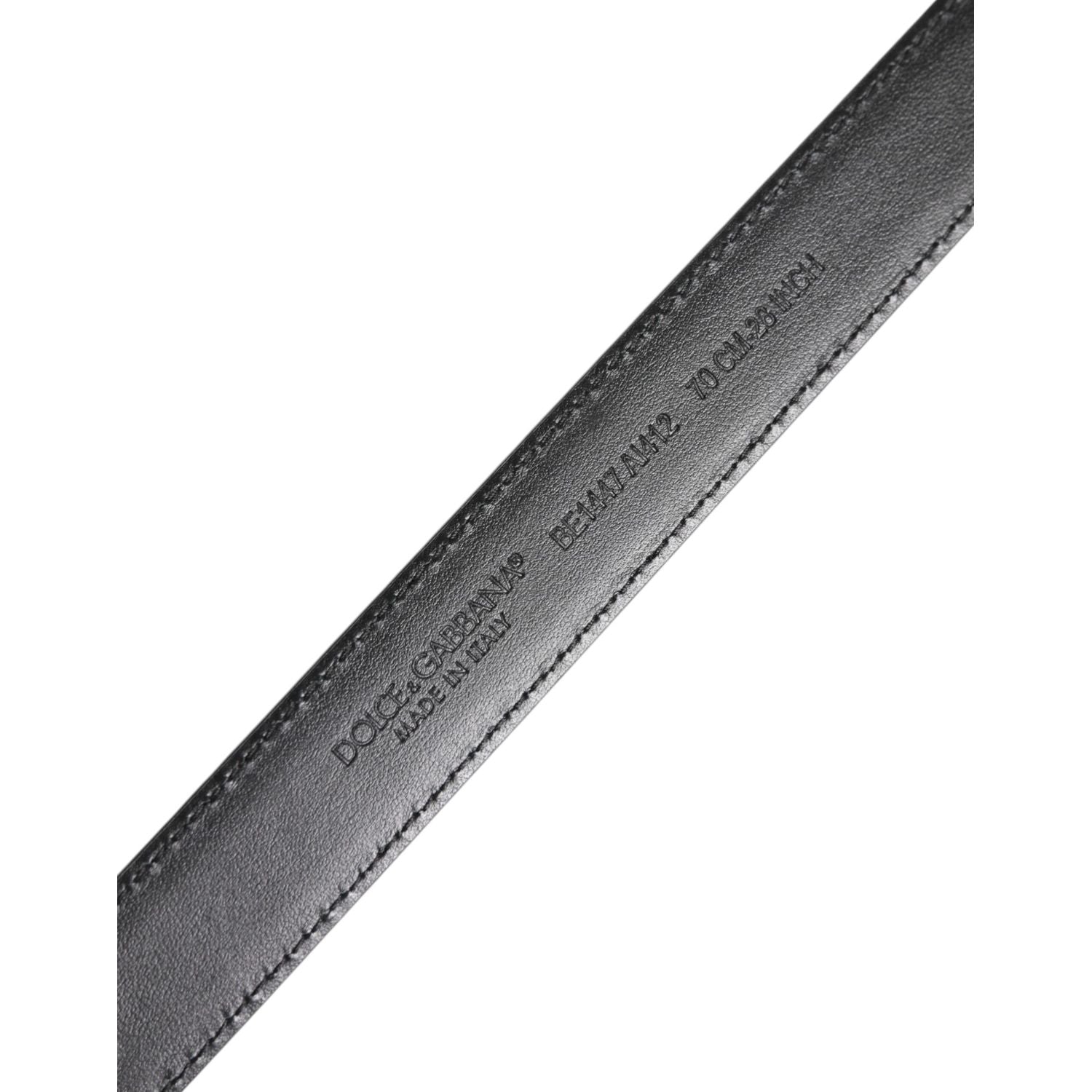 Dolce & Gabbana Black White Leather Silver Metal Buckle Belt