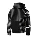 Dolce & Gabbana Black White Stripe Hooded Sweatshirt Sweater with print, back view, made in Italy, regular fit, cotton and nylon blend.