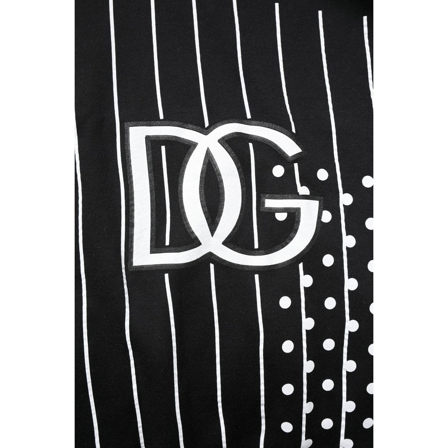 Dolce & Gabbana Black White Stripe Hooded Sweatshirt Sweater with logo detail.