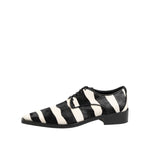Dolce & Gabbana Black White Zebra Pony Fur Dress Shoes