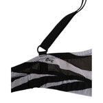Dolce & Gabbana Black White Zebra Print Sheer Mesh Bralette Underwear showcasing adjustable strap detail and zebra pattern.