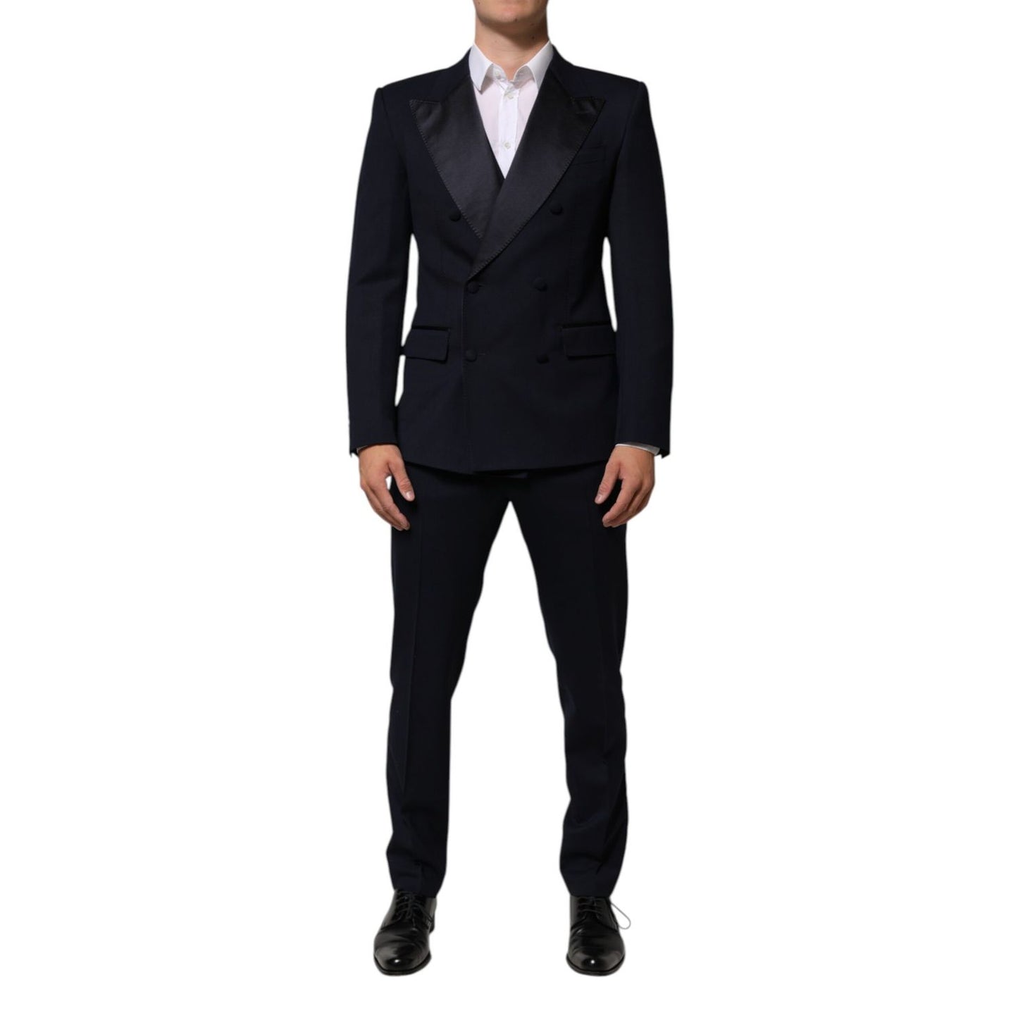 Dolce & Gabbana Black Wool 3 Piece Slim Fit Formal Men Suit, featuring jacket, vest, trousers, Italian tailored luxury tuxedo.