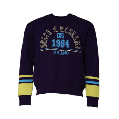 Dolce & Gabbana Blue 1984 Milano CrewNeck Sweatshirt Sweater with logo details, virgin wool blend, regular fit, made in Italy.