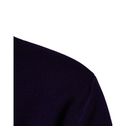 Close-up of Dolce & Gabbana Blue 1984 Milano CrewNeck Sweatshirt Sweater made of virgin wool and polyester, showing texture and color.