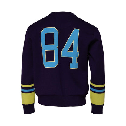 Dolce & Gabbana Blue 1984 Milano CrewNeck Sweatshirt Sweater with '84' on back, virgin wool blend, regular fit, made in Italy.