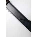Close-up of Dolce & Gabbana Blue Brown Leather Buckle Reversible Belt showing high-quality leather texture and craftsmanship.