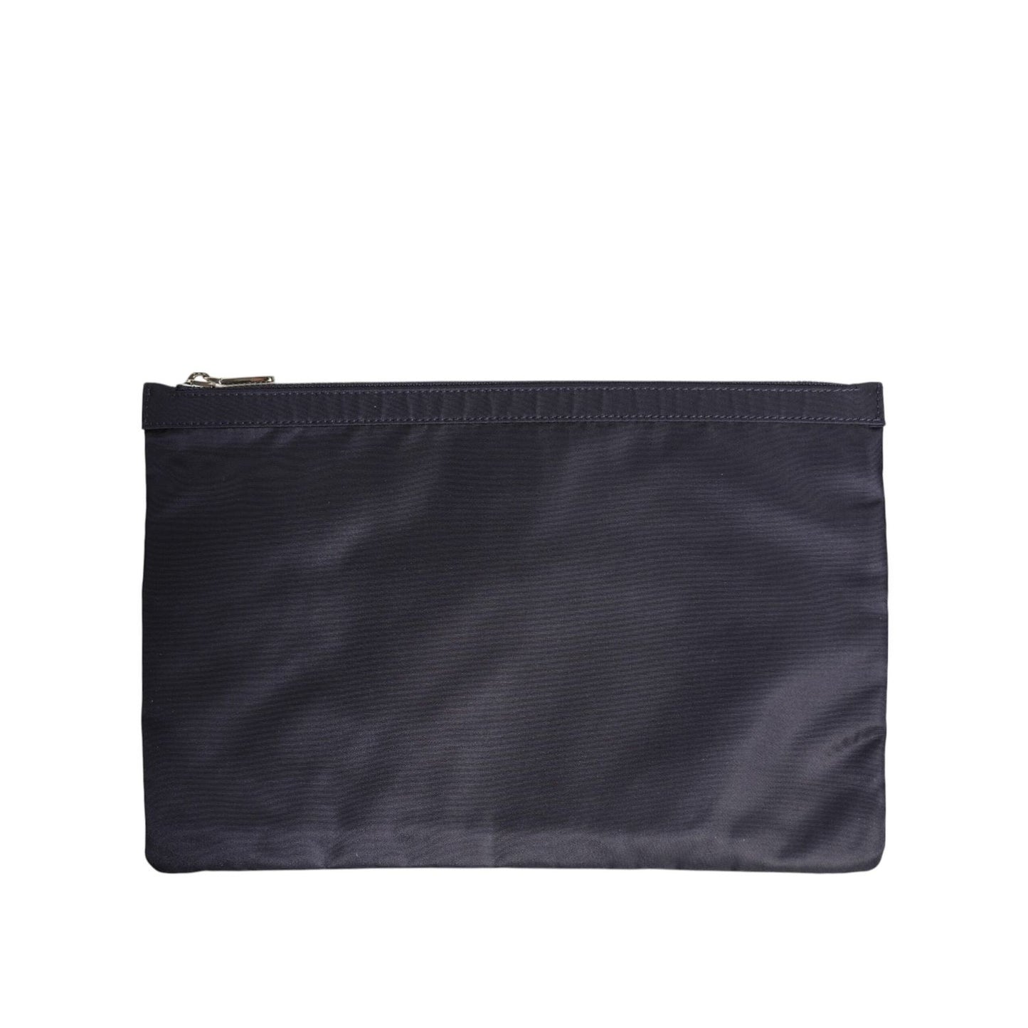 Dolce & Gabbana Blue DG Logo Patch Embellished Pouch Clutch Men Borse Bag with nylon finish and zipper closure