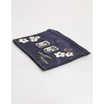 Dolce & Gabbana Blue DG Logo Patch Embellished Pouch Clutch Men Borse Bag with crown and floral embroidery.