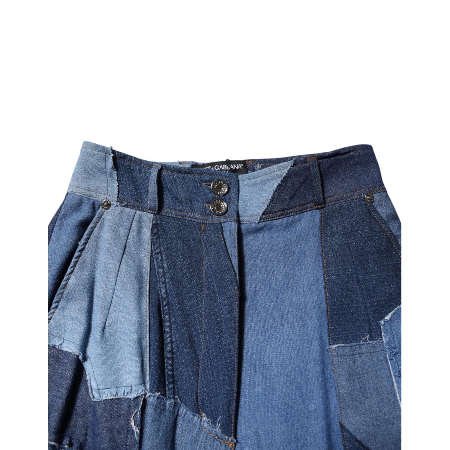 Dolce & Gabbana Blue Denim Long Maxi Patchwork Cotton Skirt