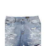 Dolce & Gabbana Blue Distressed Ripped Denim Pants Jeans with modern streetwear design and logo plaque.