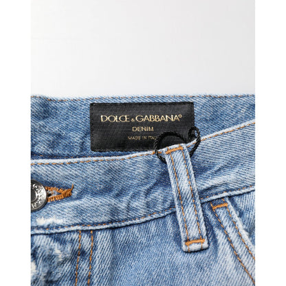 Dolce & Gabbana Blue Distressed Ripped Denim Trouser Jeans