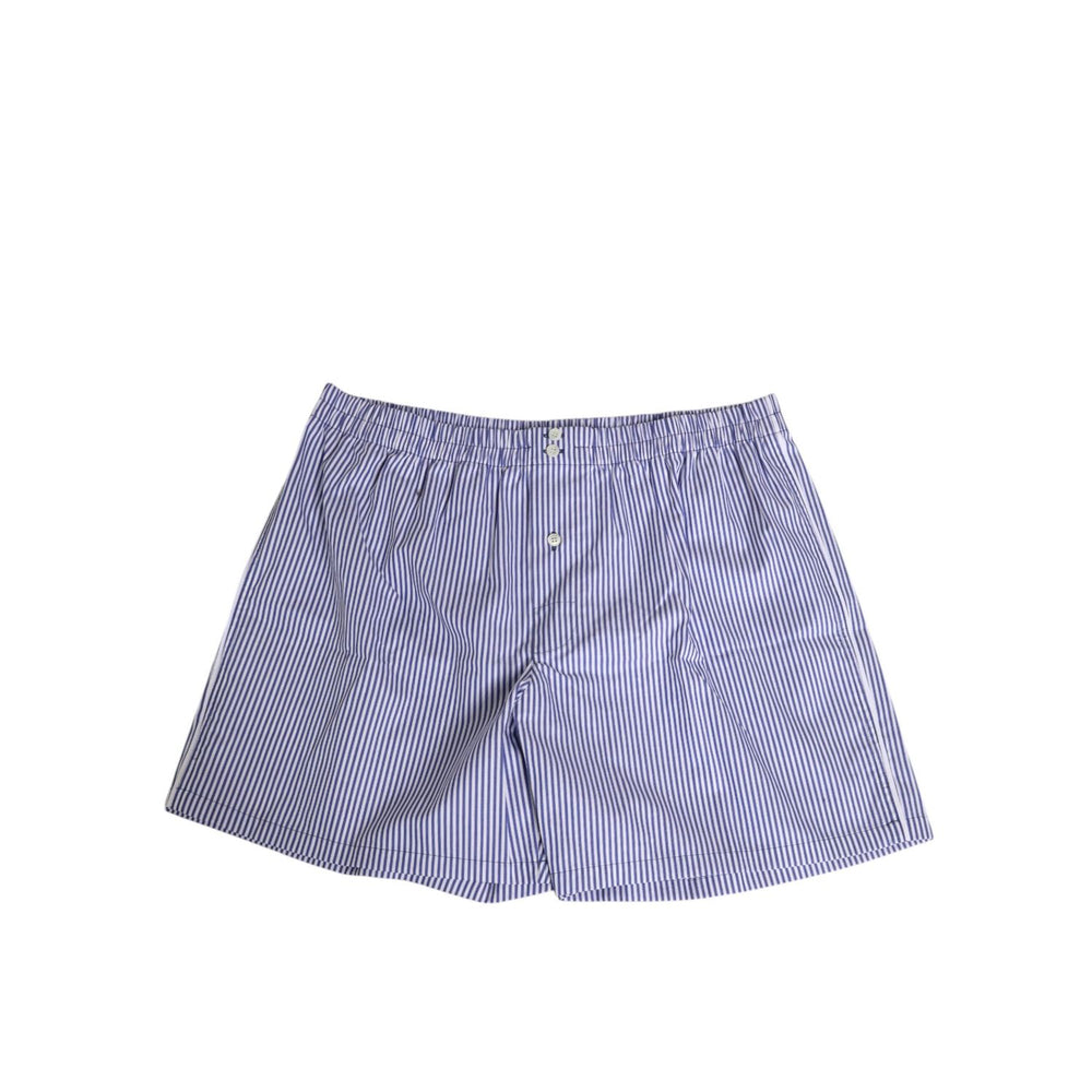 Dolce & Gabbana Blue White Cotton Striped Button Fly Shorts Swimwear with elastic waistband