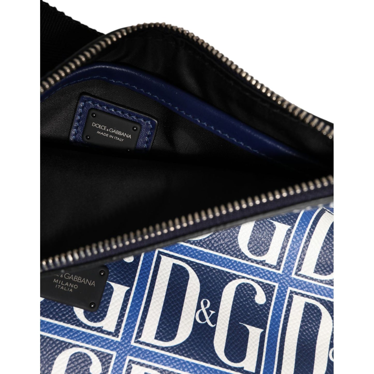Dolce & Gabbana Blue White Leather D&G Logo Plaque Crossbody Borse Bag