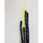 Multicolor strings of Dolce & Gabbana Blue Yellow Leather Tape String DG Logo Keychain Keyring showcasing rope detail.