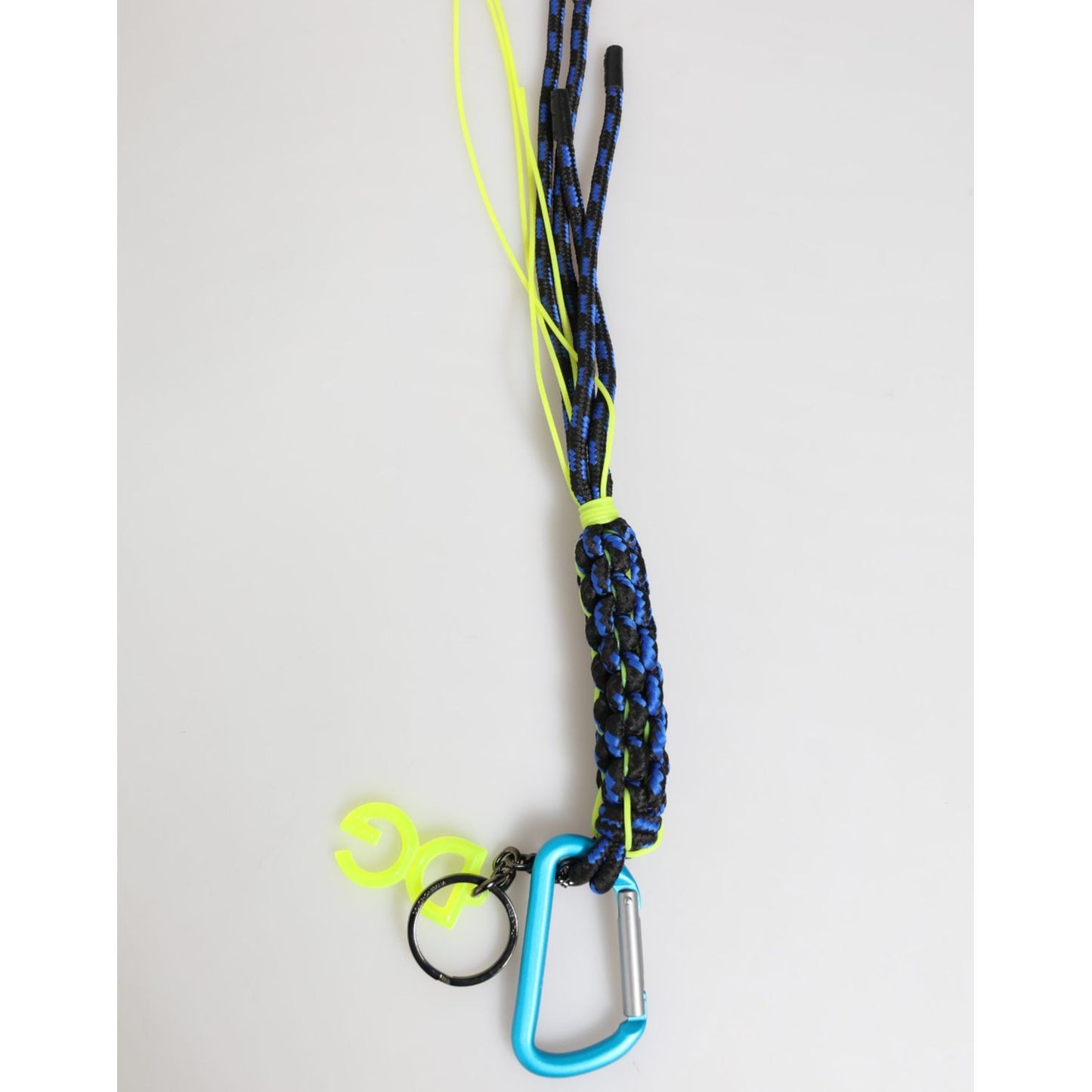 Dolce & Gabbana Blue Yellow Leather Tape String DG Logo Keychain Keyring with multicolor design and metal hardware