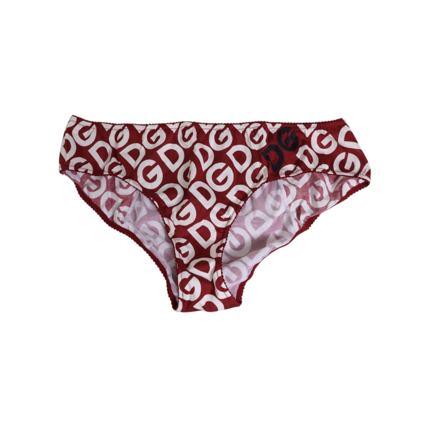 Dolce & Gabbana Bordeaux DG Logo Slip Bottom Brief Underwear in burgundy with all-over DG print, elastic waistband, cotton.