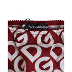 Dolce & Gabbana Bordeaux DG Logo Slip Bottom Brief Underwear showing elastic waistband and all-over print in burgundy.