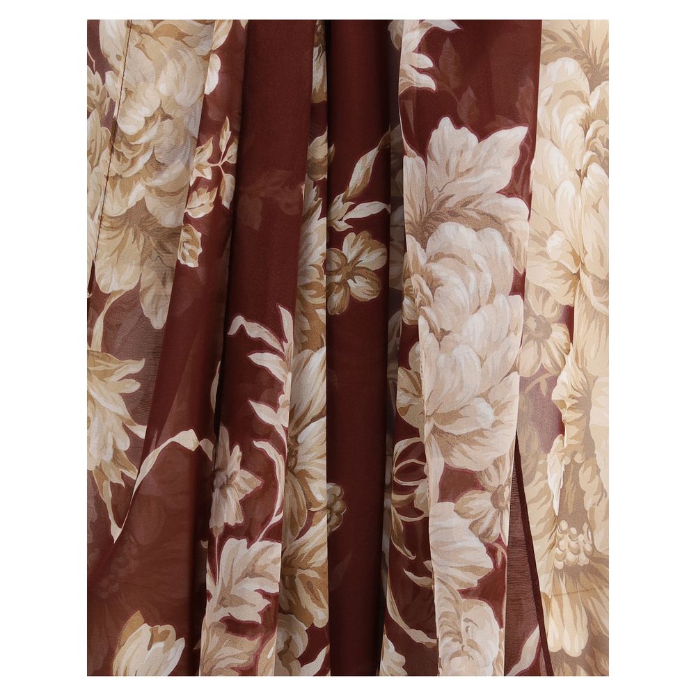 Close-up of Dolce & Gabbana Bordeaux Silk Pattern Shirt showcasing intricate floral design on silk chiffon fabric.