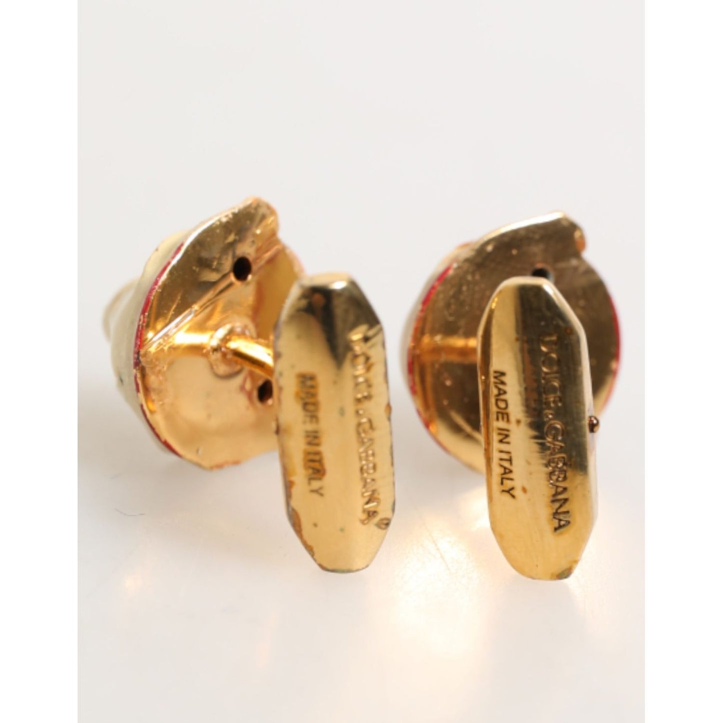 Dolce & Gabbana Brass Gold Tone Dog Puppy Men's Accessories Cufflink