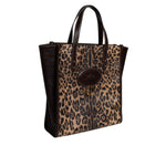 Dolce & Gabbana Brown Leopard Leather Shoulder Strap Tote Bag