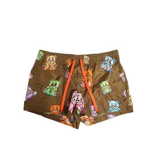 Dolce & Gabbana Brown Multicolor Teddy Bear Men Shorts Swimwear