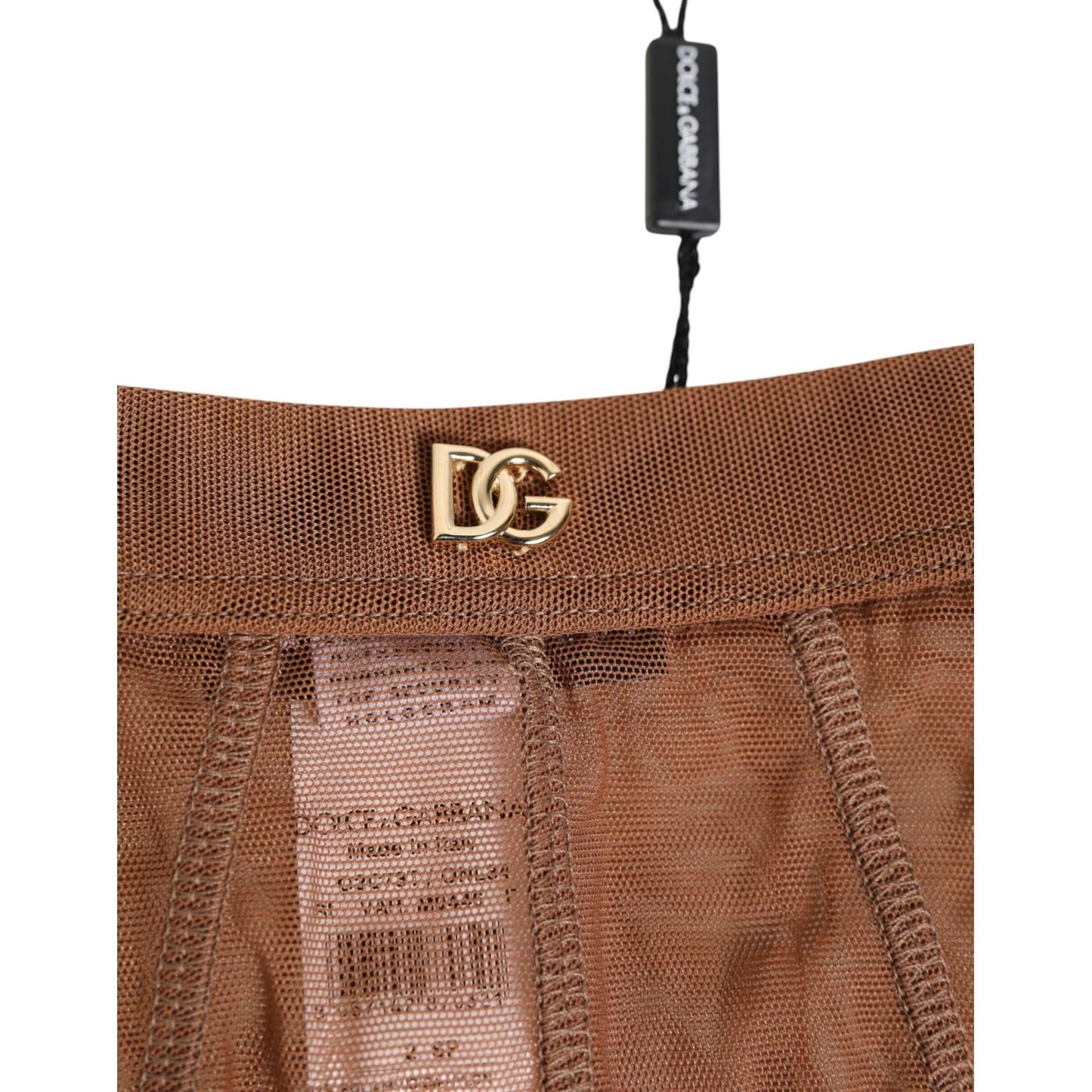 Dolce & Gabbana Brown Sheer Mesh High Waist Briefs Underwear
