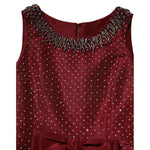 Dolce & Gabbana Burgundy Silk Beaded Evening Gown Dress with embellished neckline and bow detail