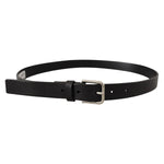 Dolce & Gabbana Calf Leather Silver Tone Black Metal Buckle Belt, authentic black leather, 32 inch, made in Italy, stylish accessory