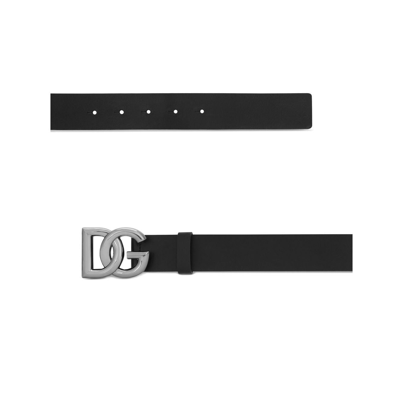 Dolce & Gabbana Calfskin belt with crossed DG logo buckle