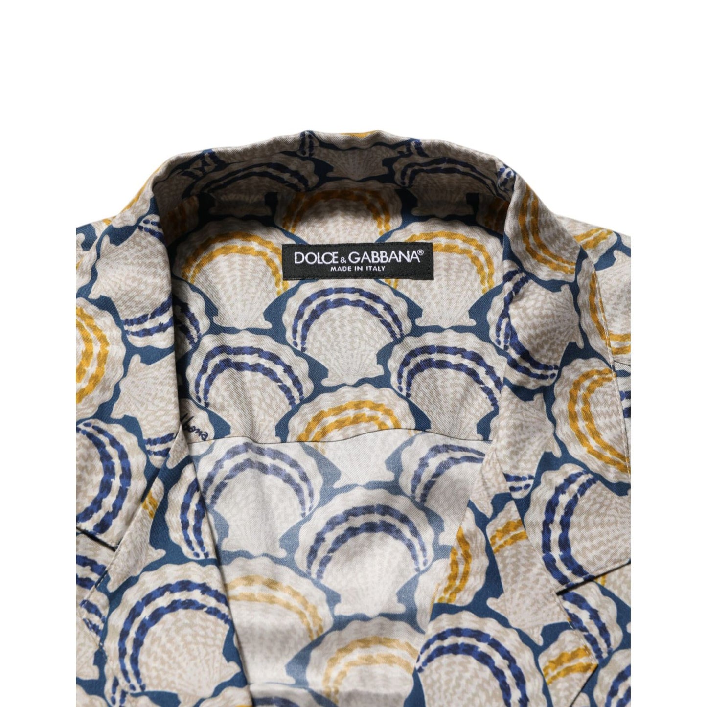 Dolce & Gabbana Cream Cotton Silk Hawaii Scallop Shell Print Shirt with elegant design