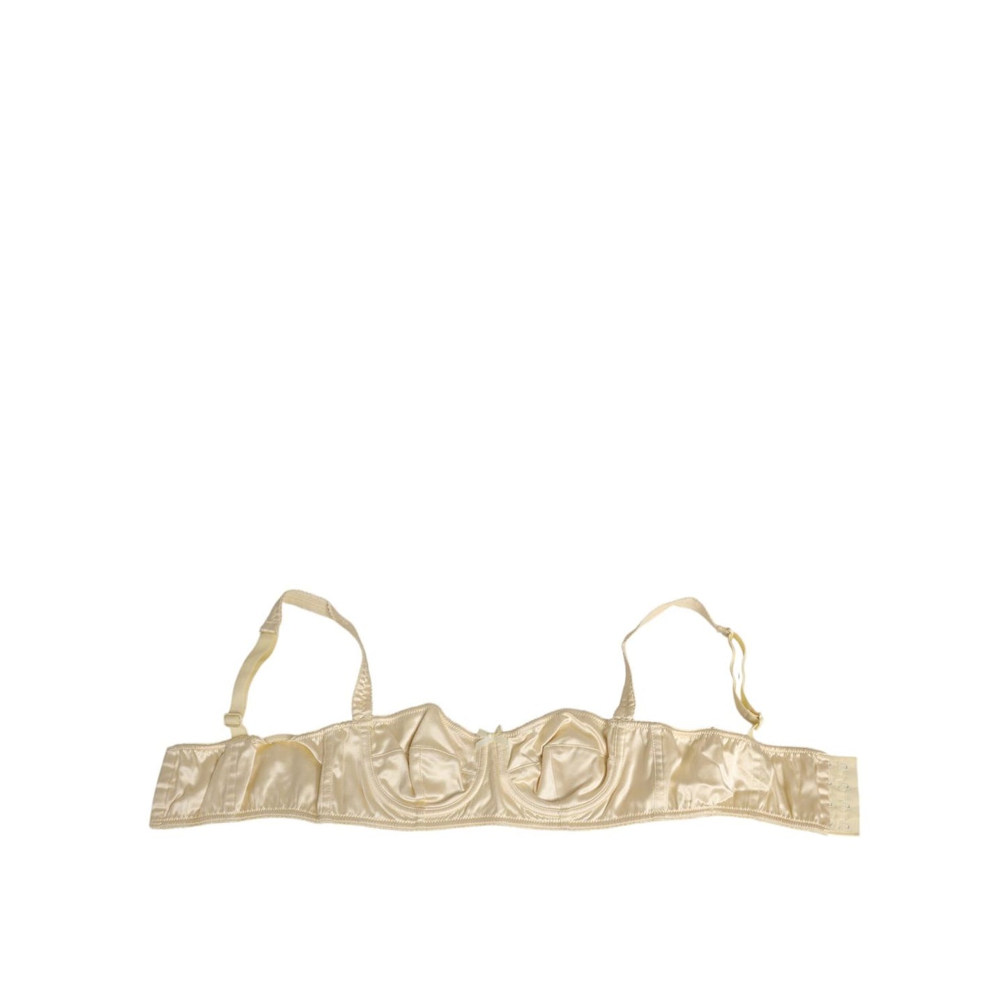 Dolce & Gabbana Cream Satin Blend Balconette Bra Underwear with adjustable straps and underwire support, crafted in premium Italian satin.